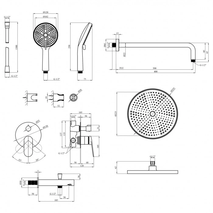 Душова система Kroner Element 211335A-3801 Фото - 8